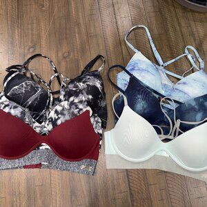 Lot of 6 Victoria's Secret PINK Bras Size Large Wear Everywhere Push Up Mix
